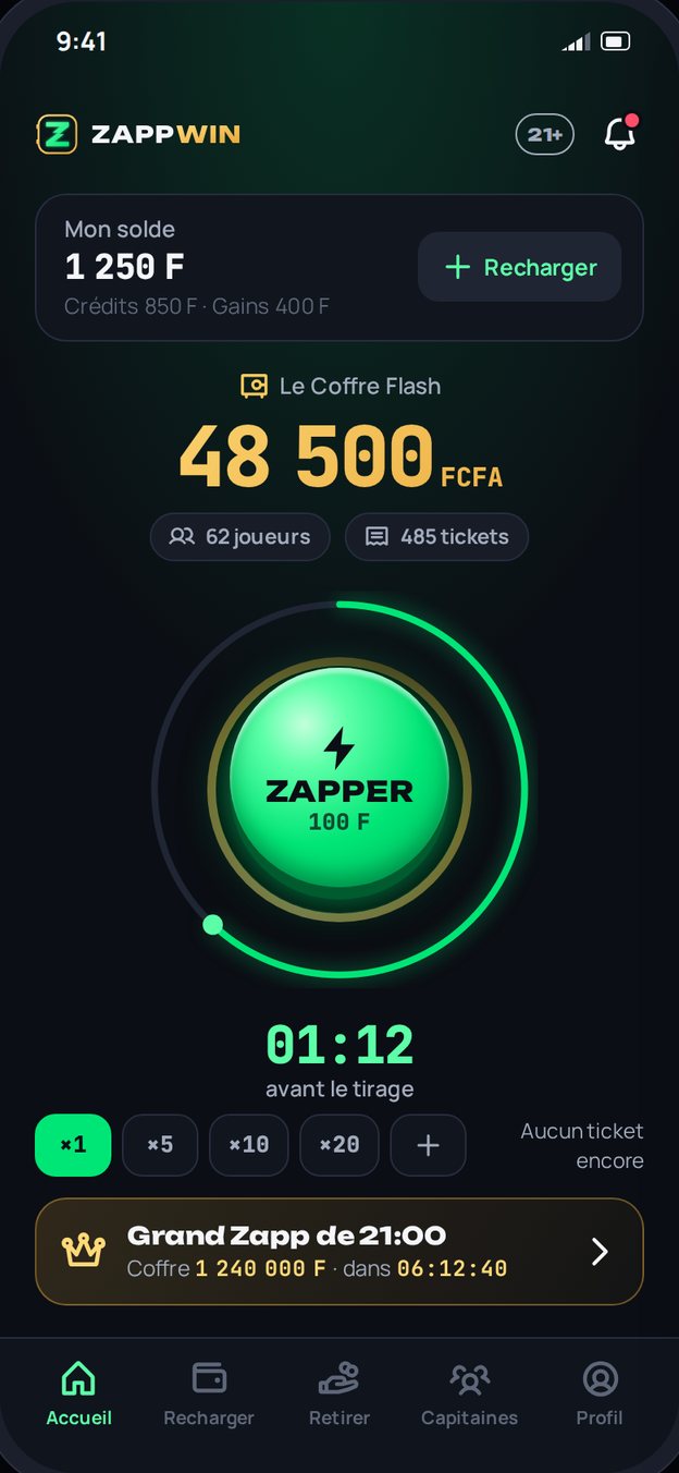 Écran du Coffre Flash ZappWin